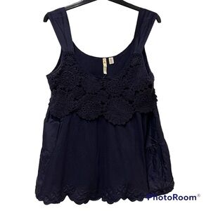 Anthropologie Little Yellow Button Tiered Tank